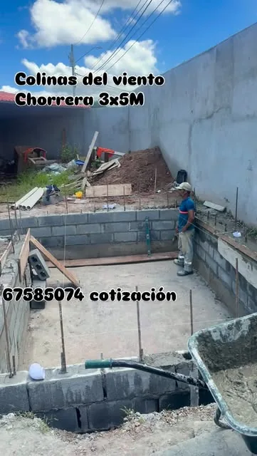 Obra civil de piscina de 3x5 metros en Colinas del Viento, Chorrera.